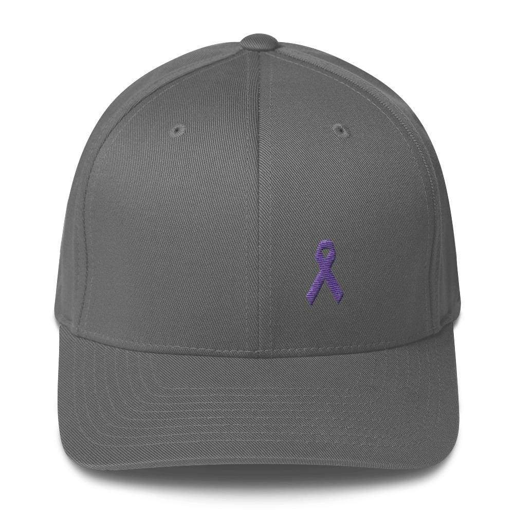 Cancer and Alzheimer's Awareness Twill Fitted Hat with Purple Ribbon