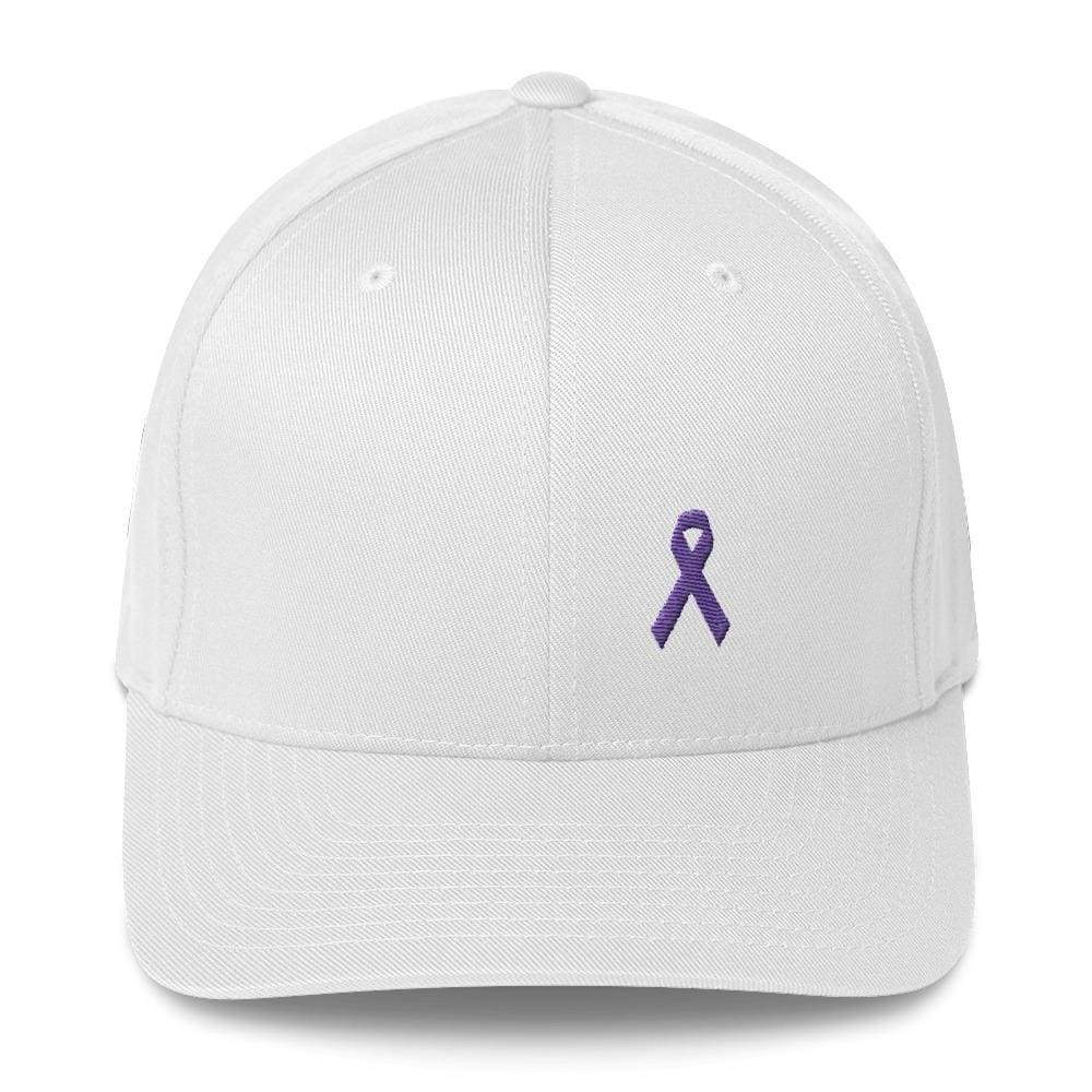 Cancer and Alzheimer's Awareness Twill Fitted Hat with Purple Ribbon
