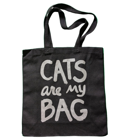 Cat Lover Tote Bag – Funny Cats Are My Bag with Metallic Silver Print