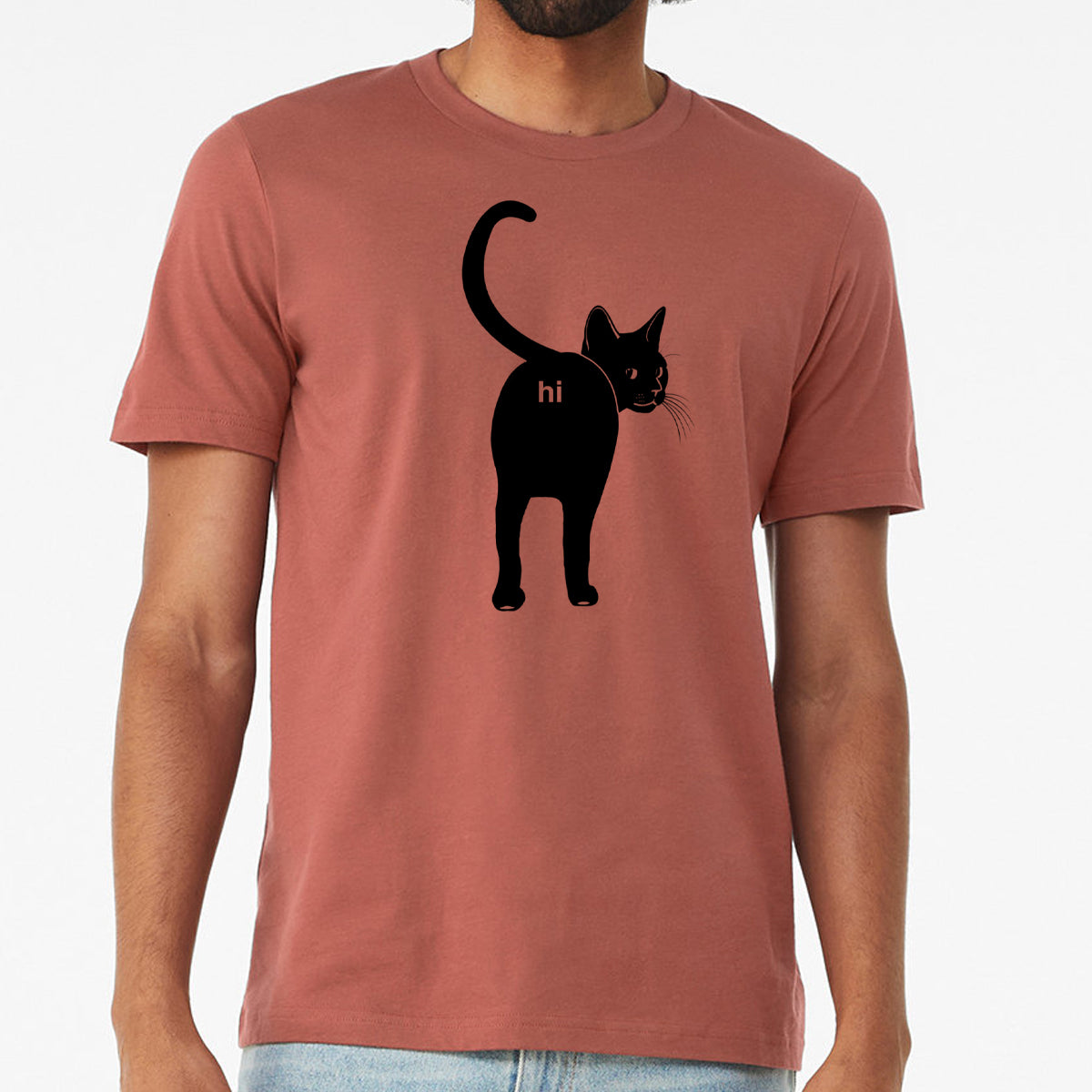 Cat Butt Hi Shirt- Funny Guys Kitten Hello Joke Tee Shirt- Cat Lover Gift For Him- Premium Soft Bella Canvas Tshirt