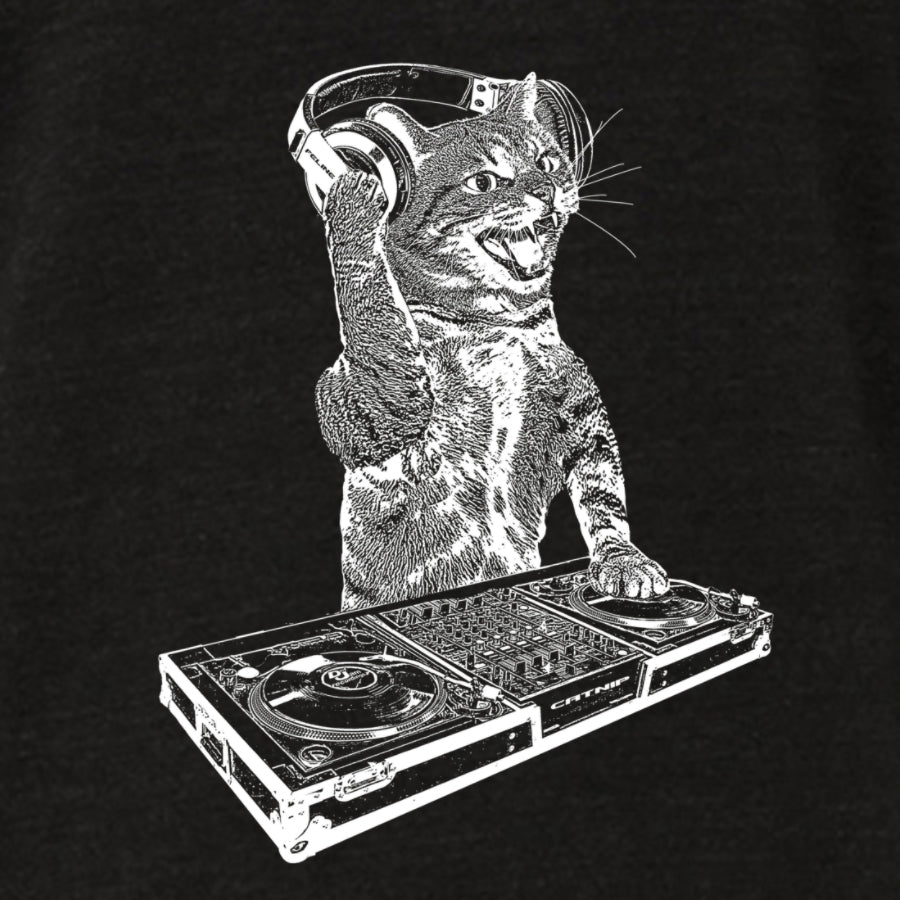 Cat DJ Tshirt, Men's Kitten Disc Jockey Design, Dance Party Animal- Cat Lover Gift Tee
