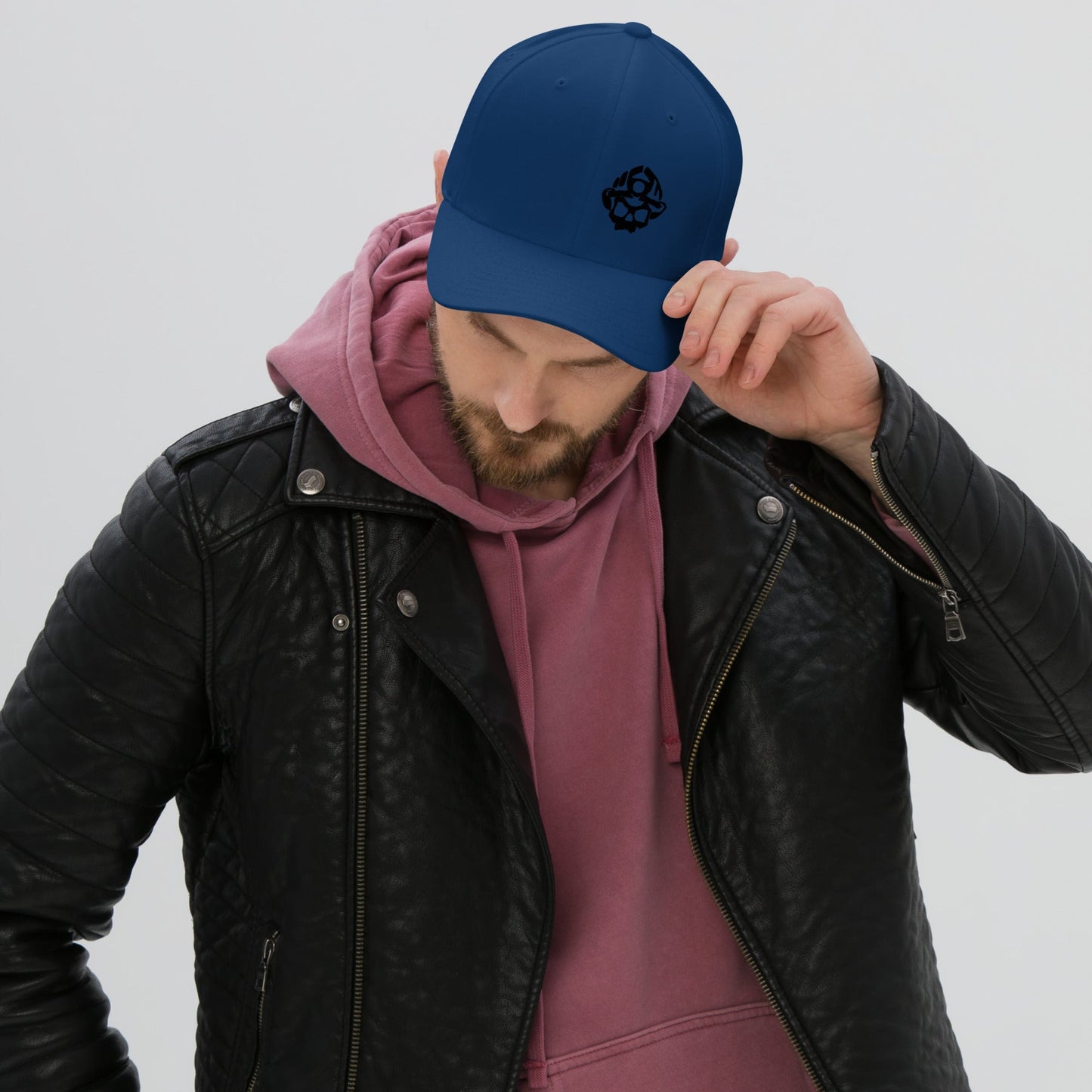 Black 3D Puff Skull Logo Flexfit Hat