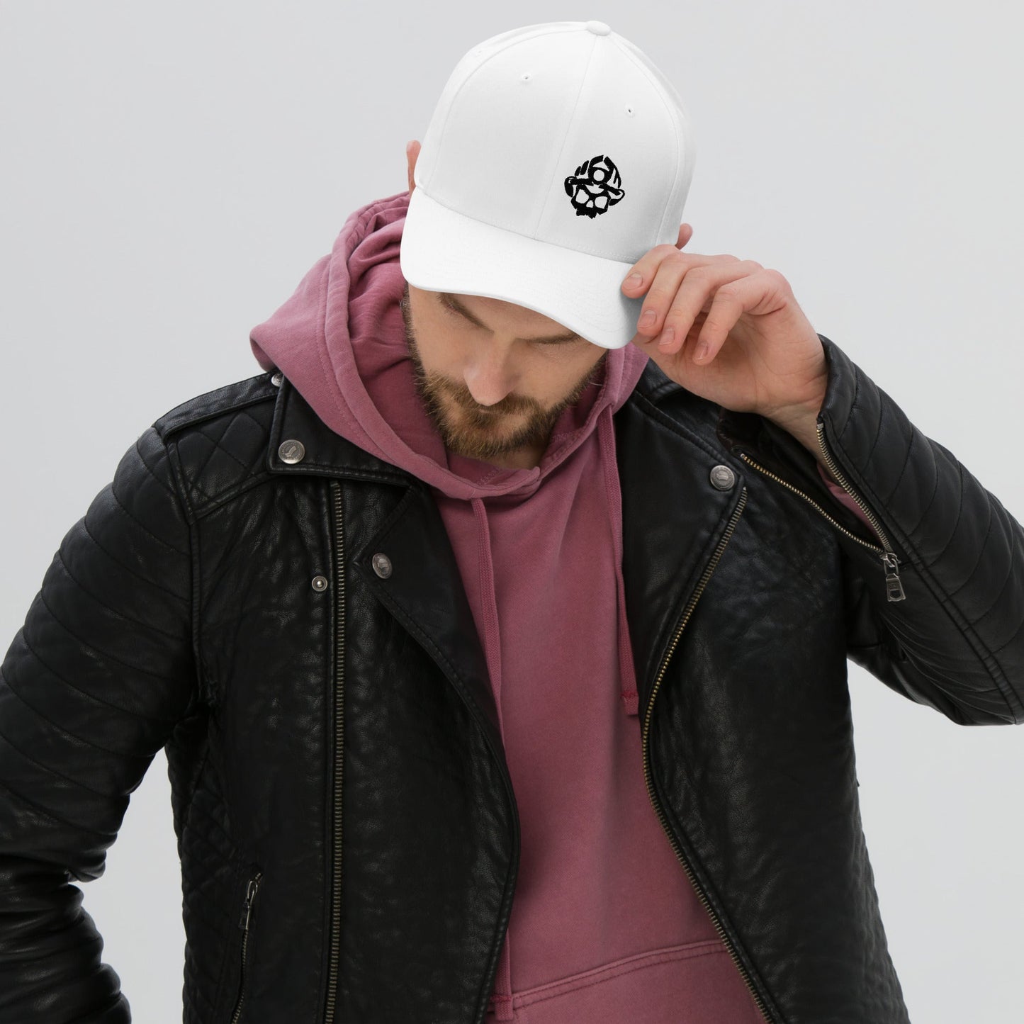 Black 3D Puff Skull Logo Flexfit Hat