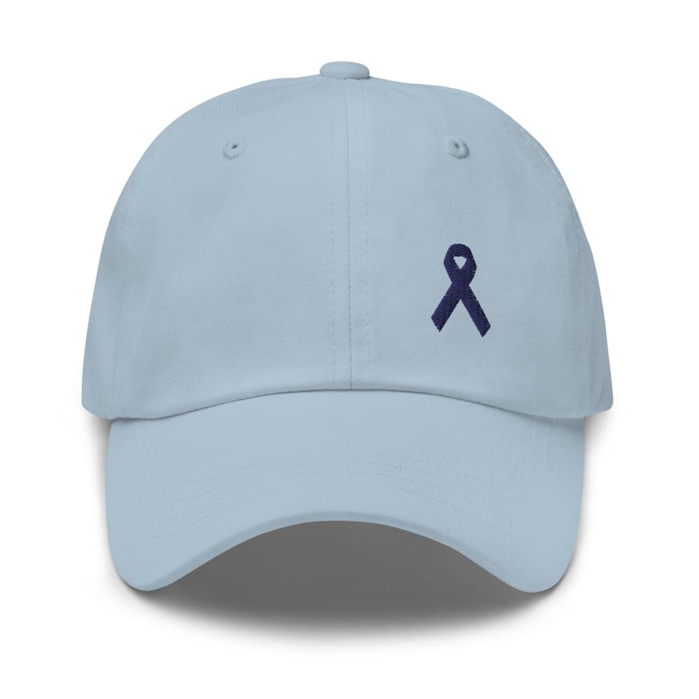 Colon Cancer Awareness Dad Hat with Dark Blue Ribbon