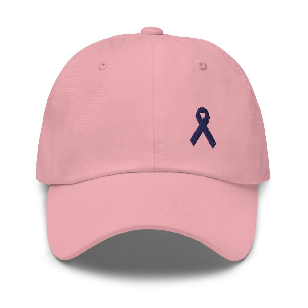 Colon Cancer Awareness Dad Hat with Dark Blue Ribbon