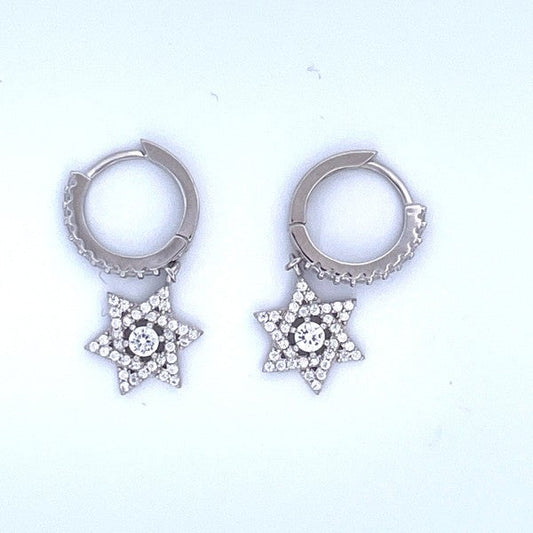 925 Sterling Silver Star of David Pendant Dangling