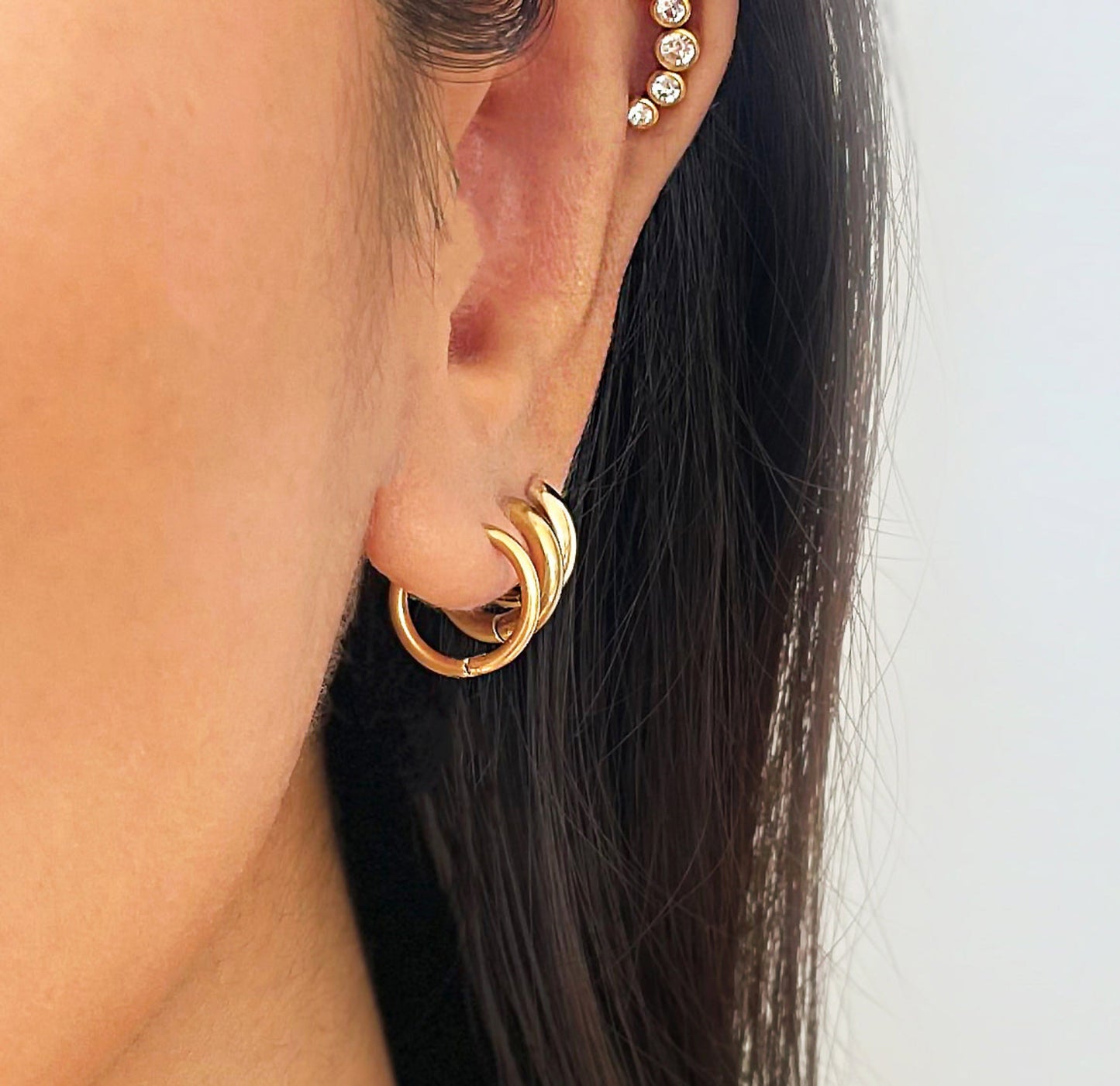 MAUDE 2 in 1 GOLD LIGHTNING BOLT HUGGIE EARRINGS