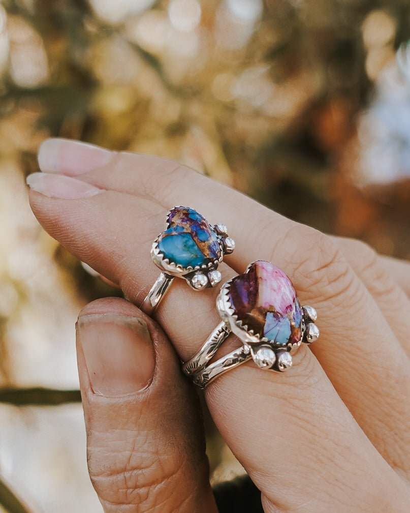 Dainty Pink Dahlia Heart Ring