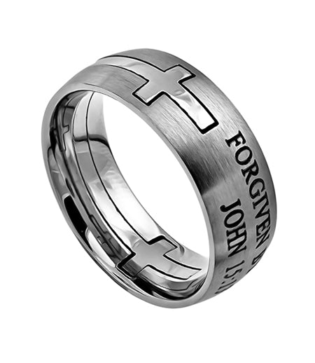 Silver Square Double Cross Ring