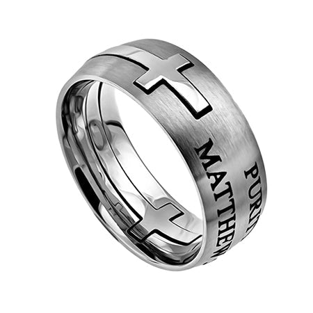Silver Square Double Cross Ring