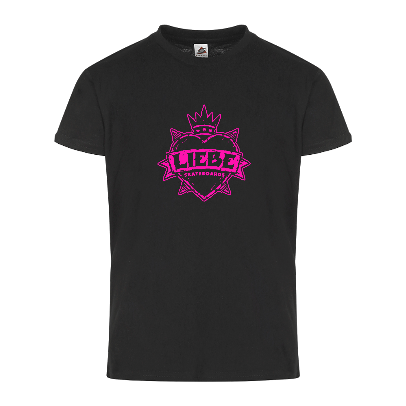 Liebe Punk Heart Youth T-Shirt - Black and Pink