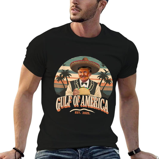 Gulf of USA America Funny USA Flag High-quality Stitching T-Shirt