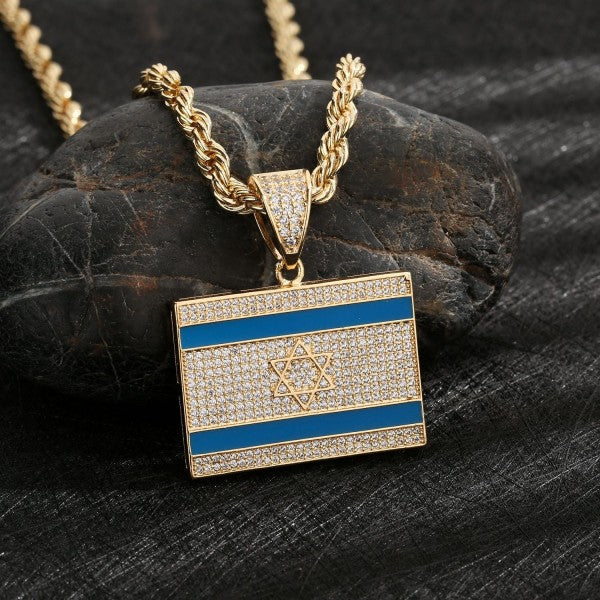 Israel Flag Gold/Crystal Necklace - Limited Editio