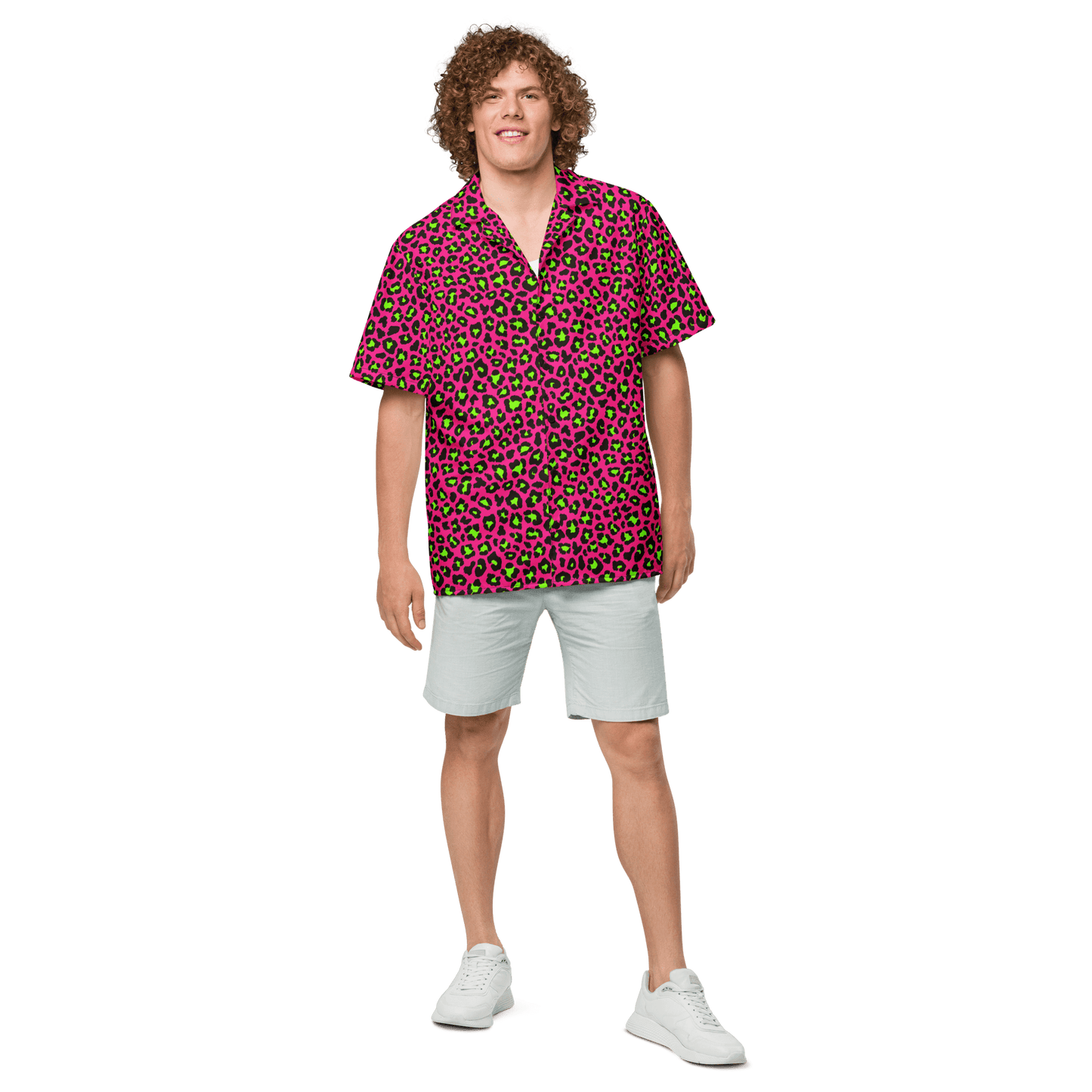 Electric Leopard Print Button-Up Shirt