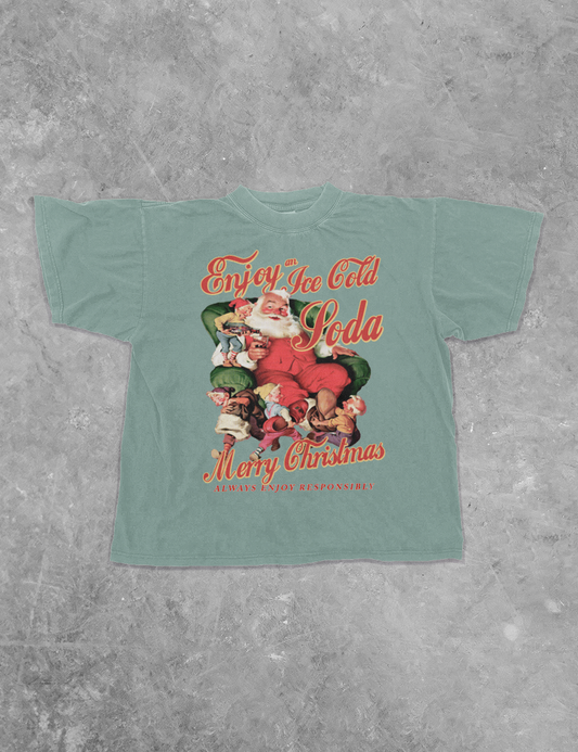 Underground Original Design: Enjoy a Soda at Christmas, Santa Boxy Cotton T-Shirt