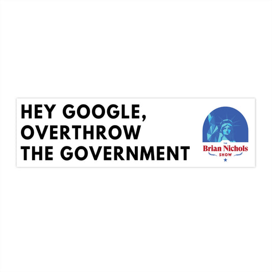 Hey Google, Overthrow the Government Bumper Sticker (The Brian Nichols Show)
