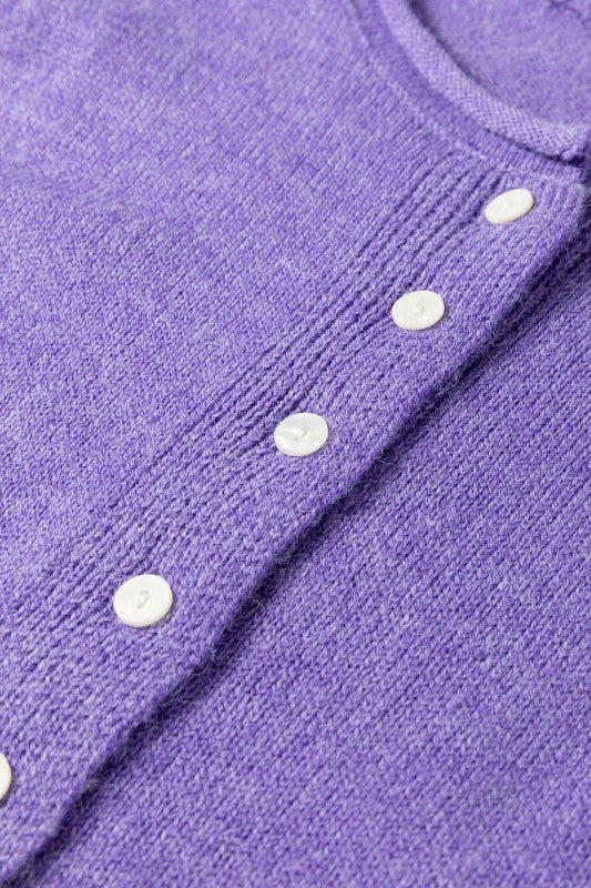 Solid Knit Button-Up Drop Shoulder Sweater Cardiga