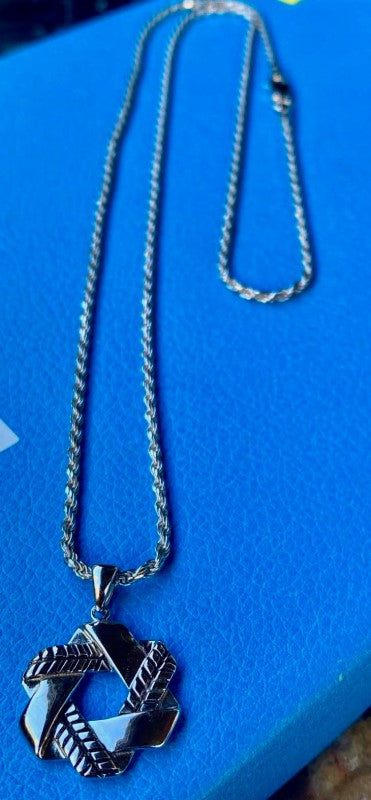 Stitched Star of David Necklace - 925 Sterling Sil