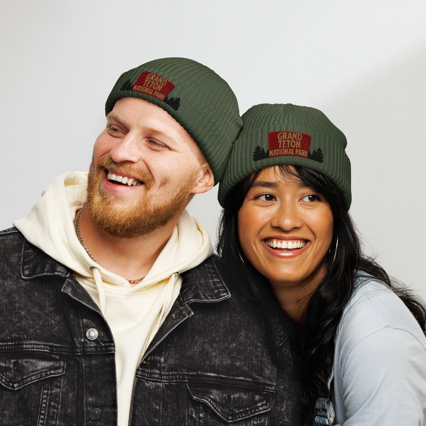 Grand Tetons National Park Embroidered Wharf Style Beanie