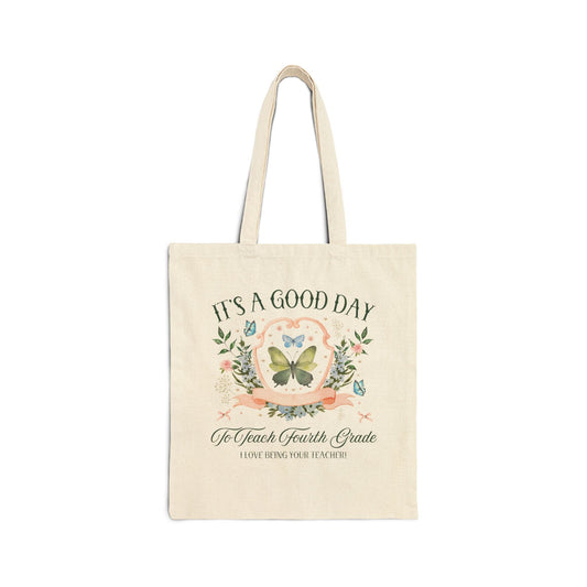 Fourth Grade Teacher Tote Bag with Butterflies