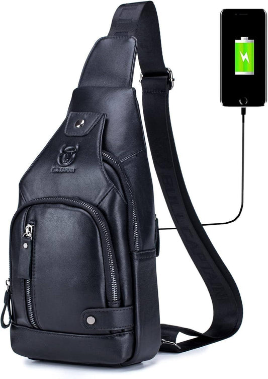 Men’s Leather Sling Bag – Secure Anti-Theft Classic Everyday