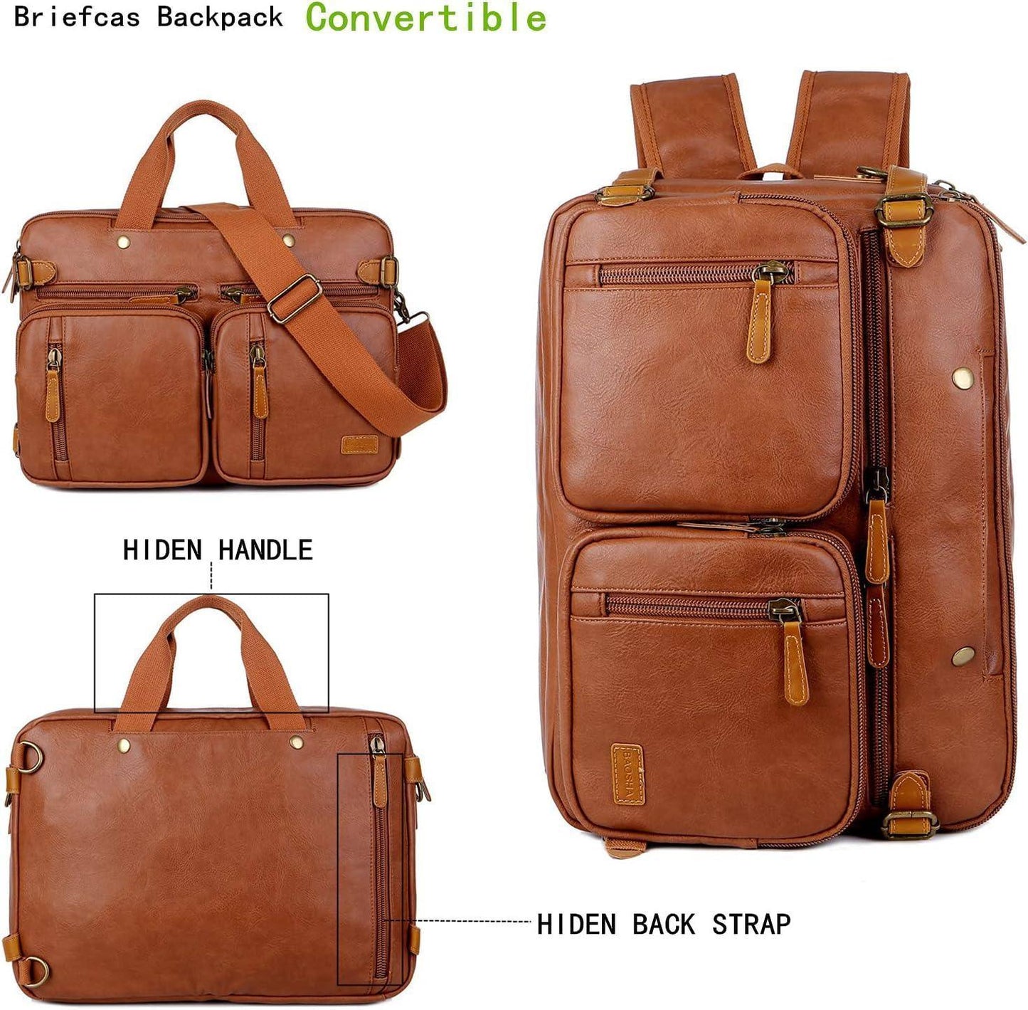 Men’s Leather Messenger Bag – Secure Anti-Theft Convertible Work