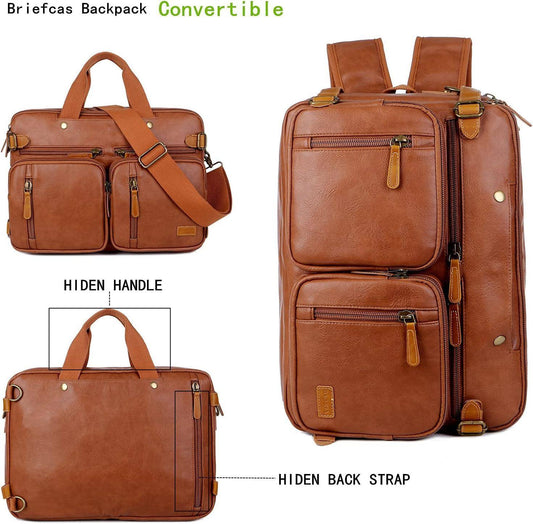 Men’s Leather Messenger Bag – Secure Anti-Theft Convertible Work