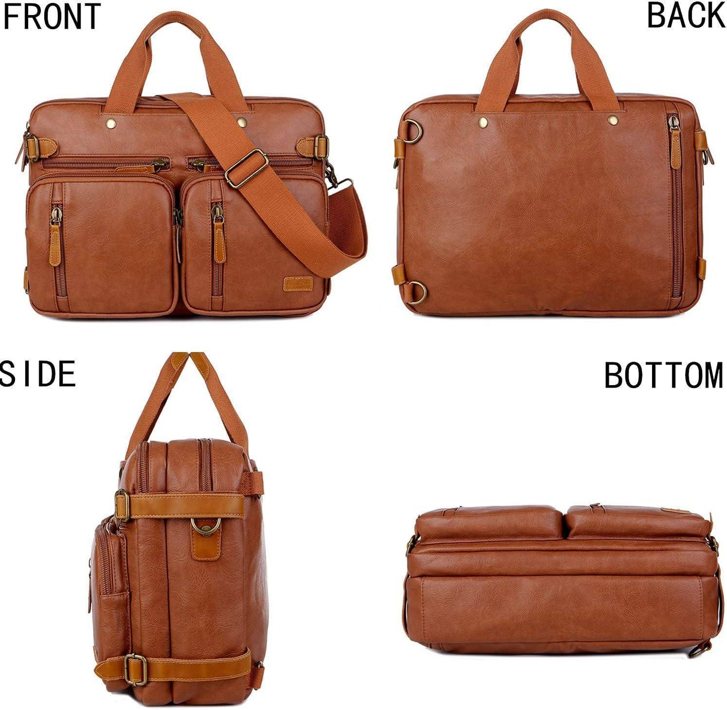 Men’s Leather Messenger Bag – Secure Anti-Theft Convertible Work
