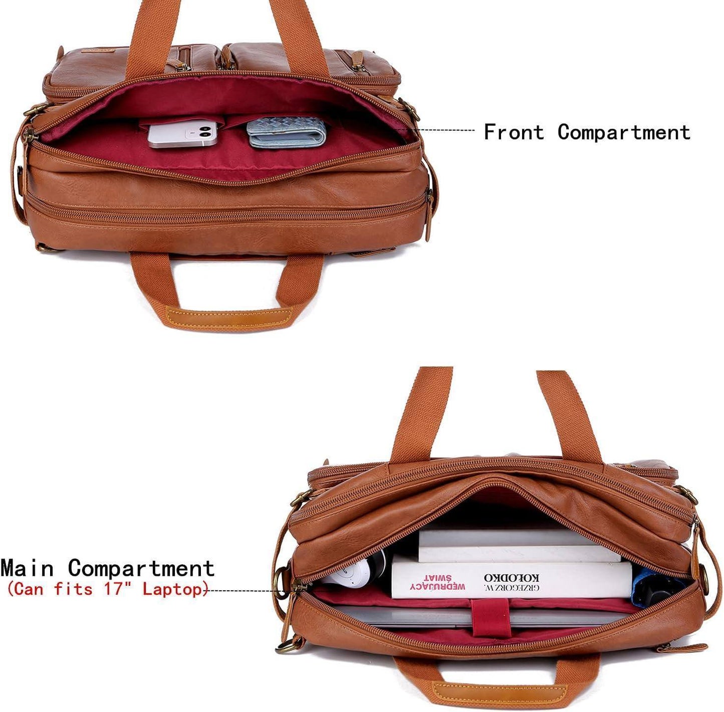 Men’s Leather Messenger Bag – Secure Anti-Theft Convertible Work