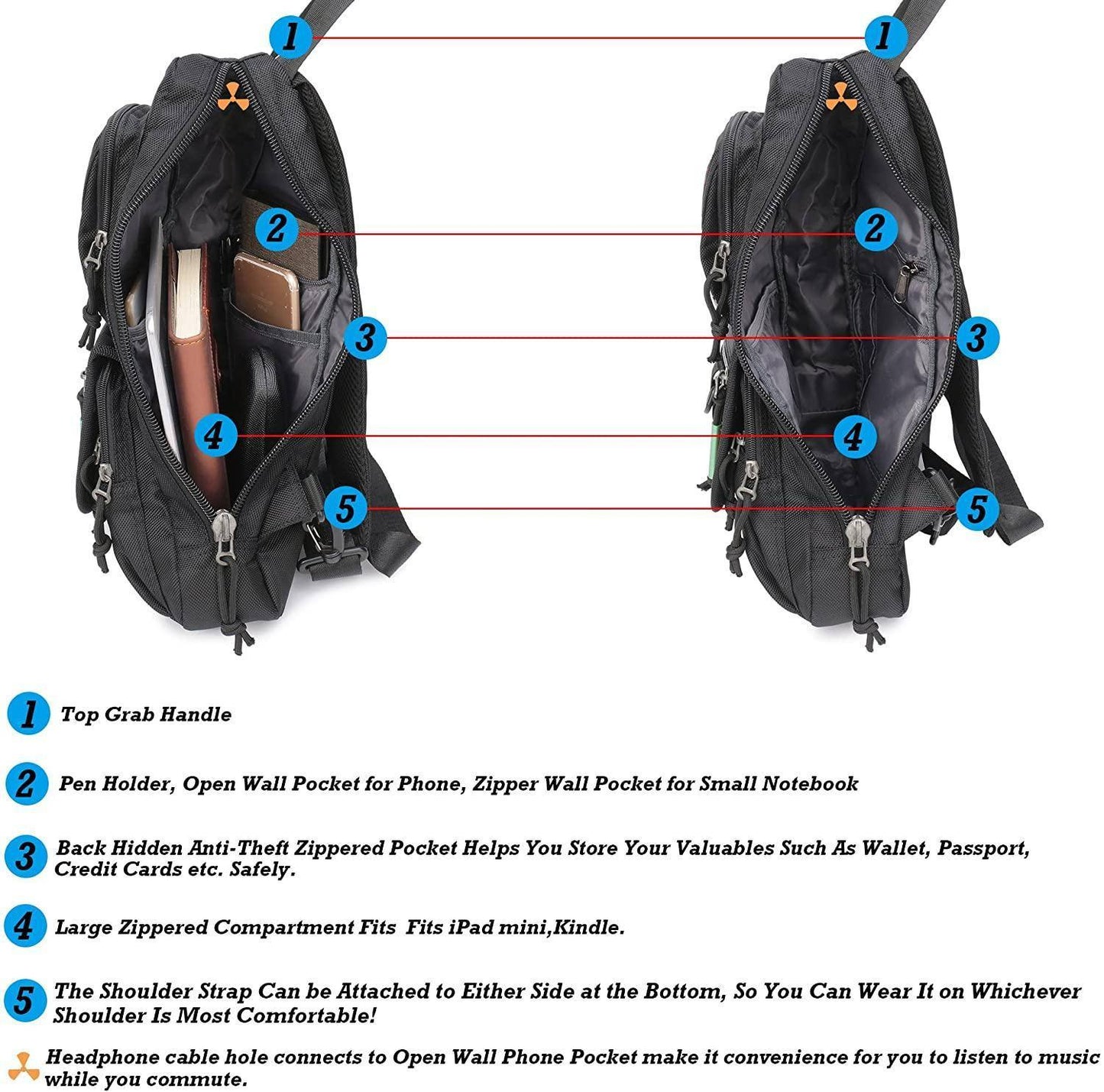 Men’s Nylon Sling Bag – Secure Anti-Theft