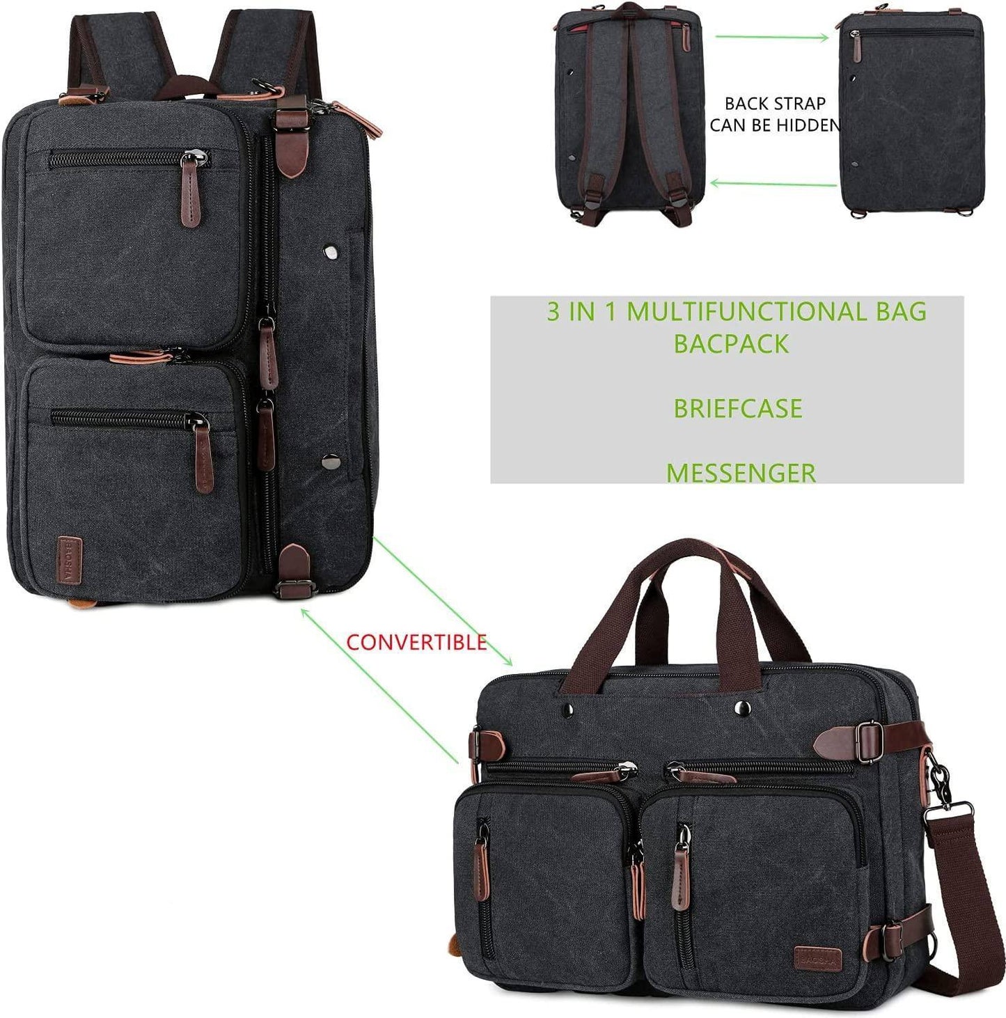 Men’s Messenger Bag – Convertible Work 17 Laptop Ready