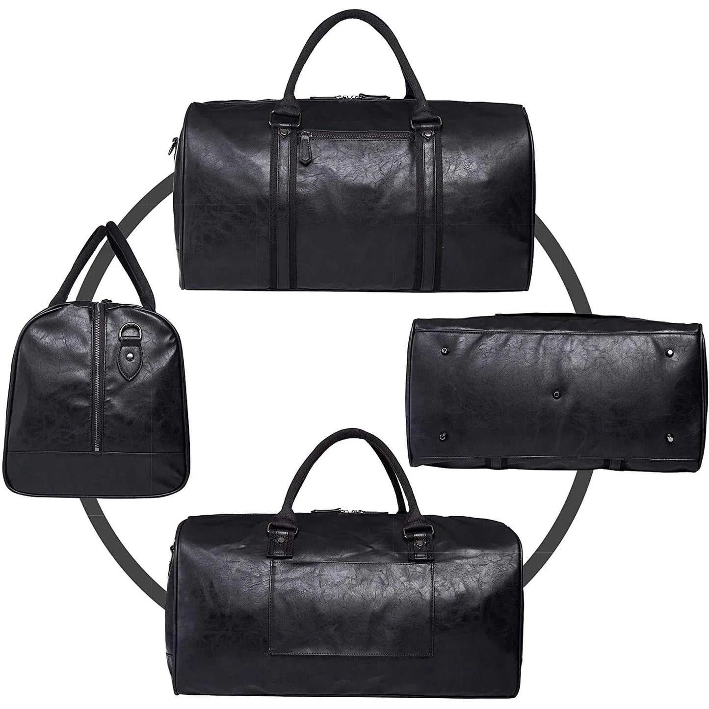 Men’s Leather Duffel Bag – 52L Travel Weekend Ready