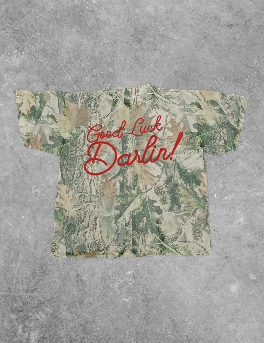 Underground Original Design: Good Luck Darlin!, Camo Western Boxy Cotton TShirt