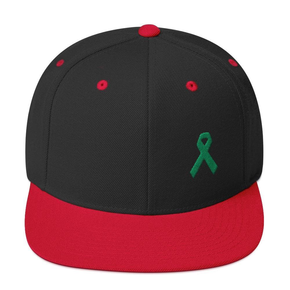 Green Awareness Ribbon Flat Brim Snapback Hat