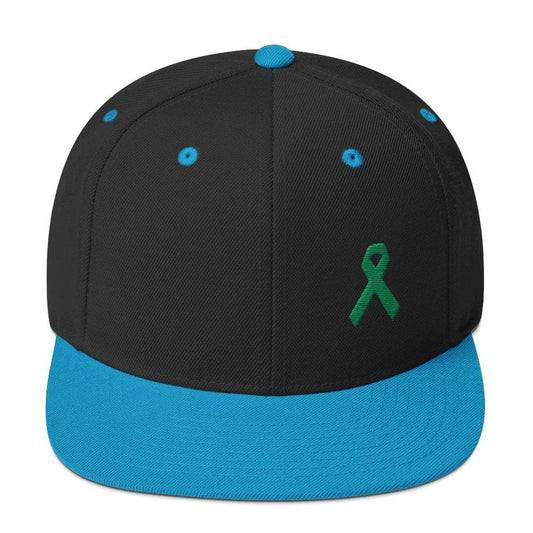 Green Awareness Ribbon Flat Brim Snapback Hat