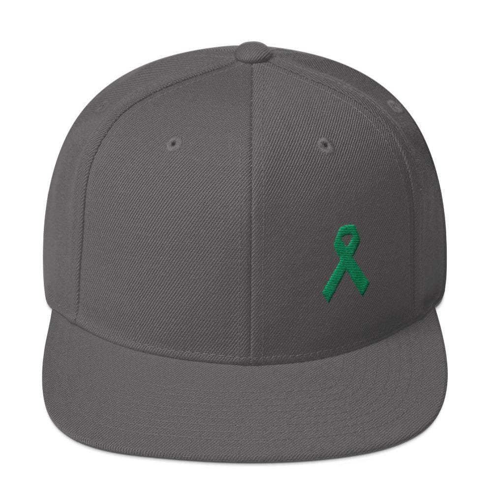 Green Awareness Ribbon Flat Brim Snapback Hat