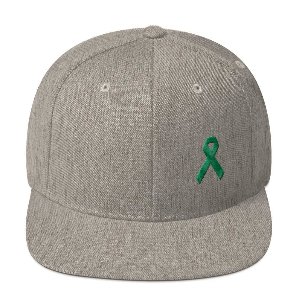 Green Awareness Ribbon Flat Brim Snapback Hat