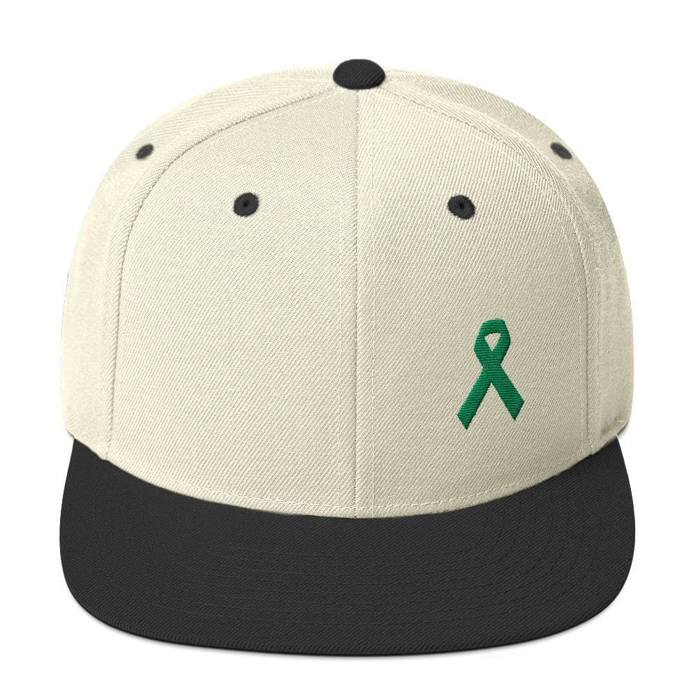 Green Awareness Ribbon Flat Brim Snapback Hat
