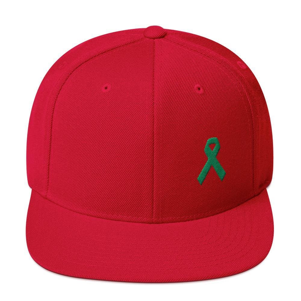 Green Awareness Ribbon Flat Brim Snapback Hat