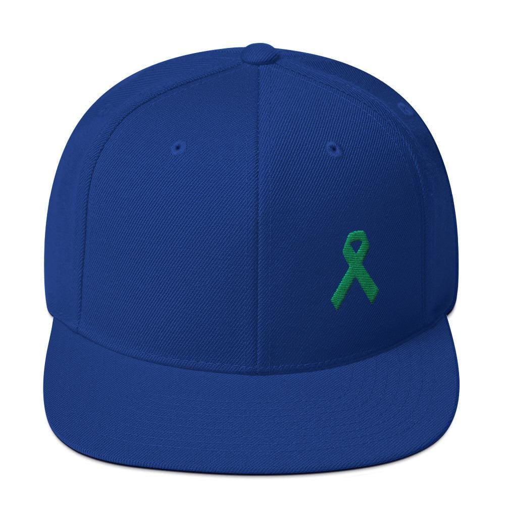 Green Awareness Ribbon Flat Brim Snapback Hat