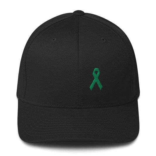 Green Awareness Ribbon Twill Fitted Hat for Gallbladder & Liver Cancer