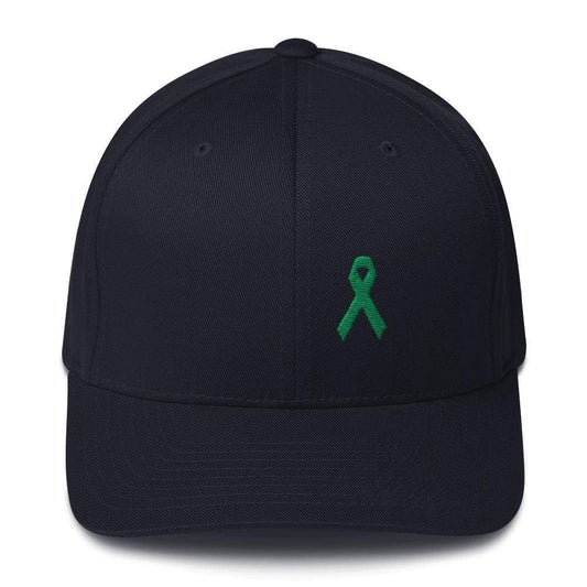 Green Awareness Ribbon Twill Fitted Hat for Gallbladder & Liver Cancer