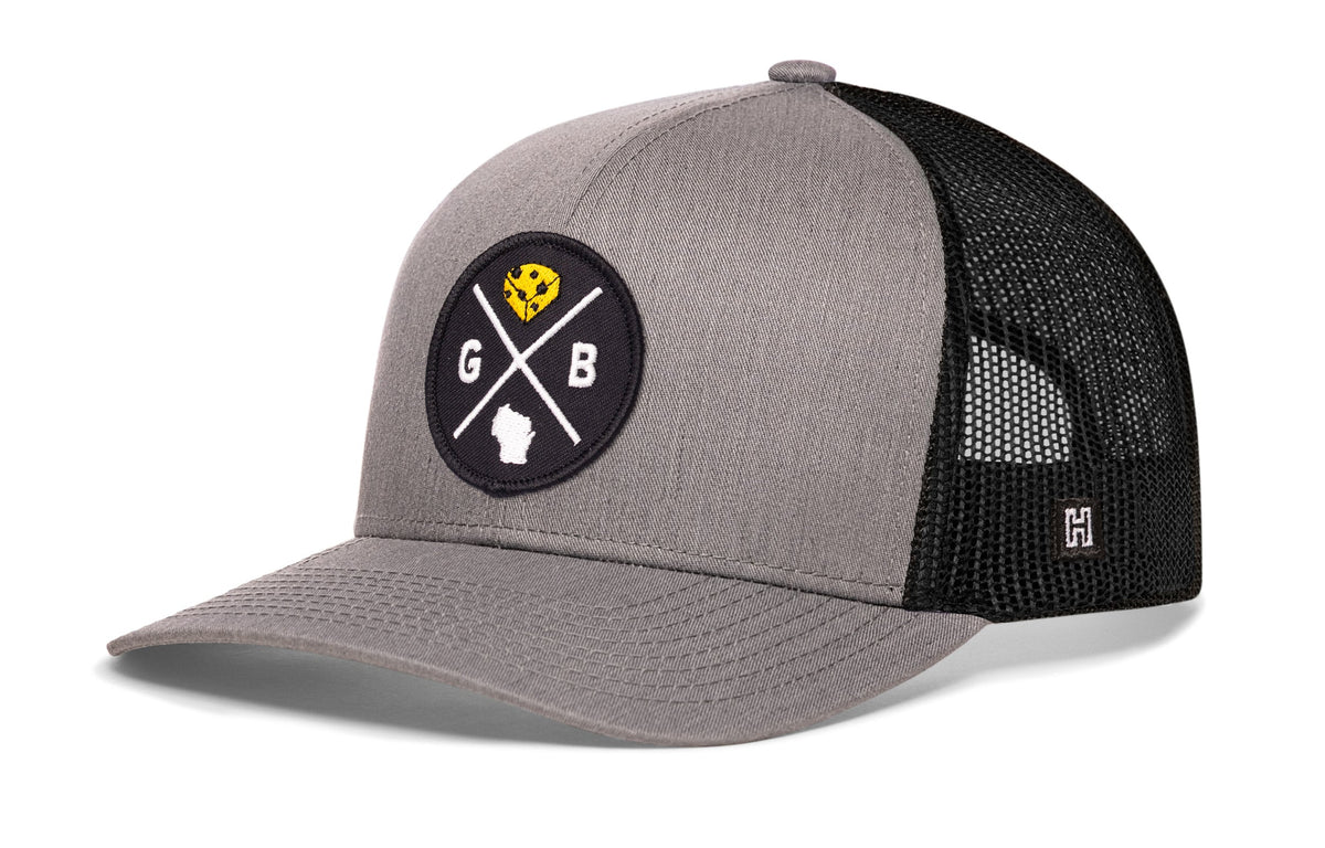 Green Bay Trucker Hat  |  Black GB X Snapback