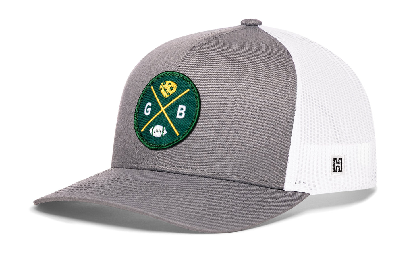 Green Bay Trucker Hat  |  Black GB X Football Snapback