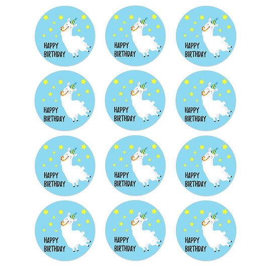 Happy Alpaca Birthday Stickers