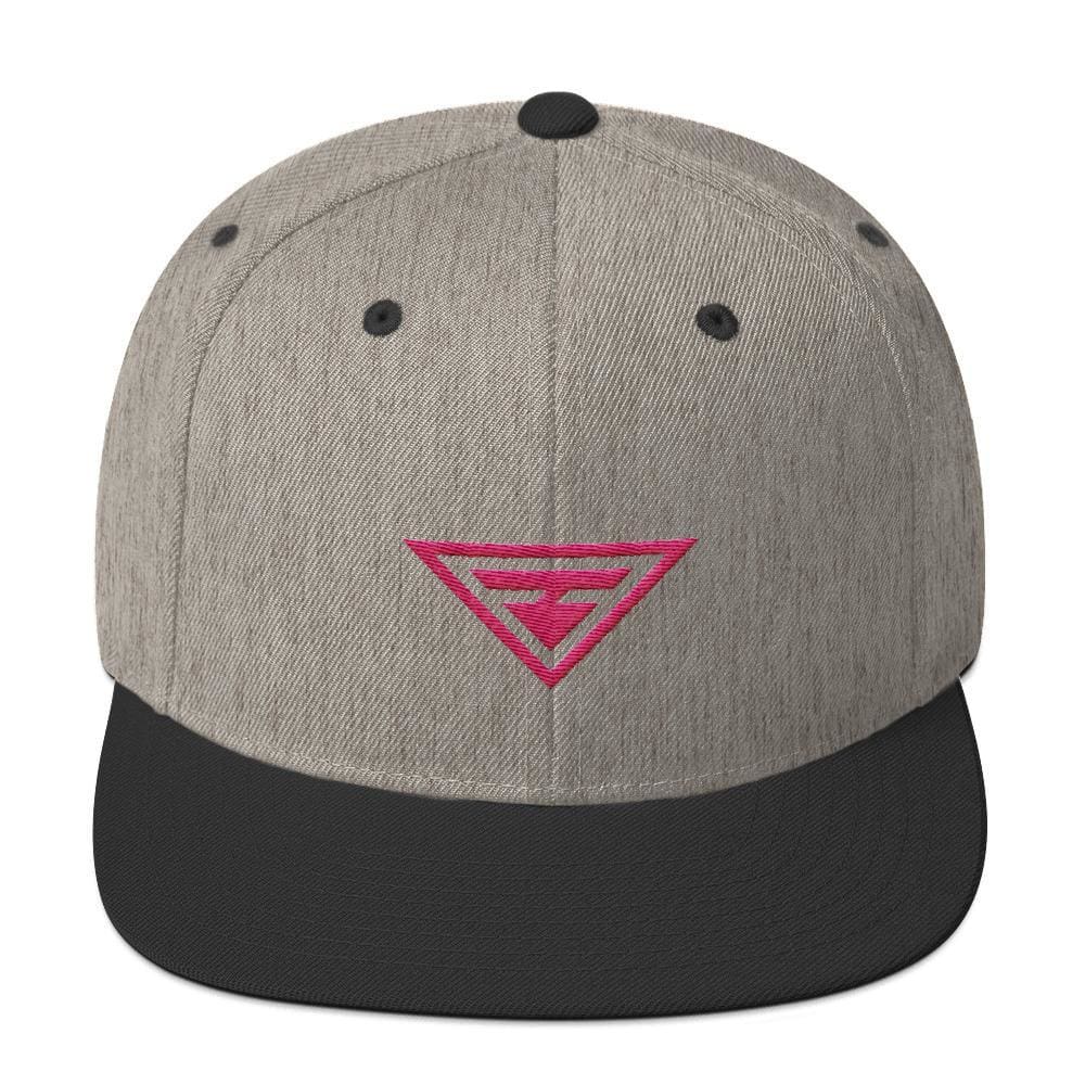Hero Snapback Hat with Flat Brim Embroidered in Pink Thread