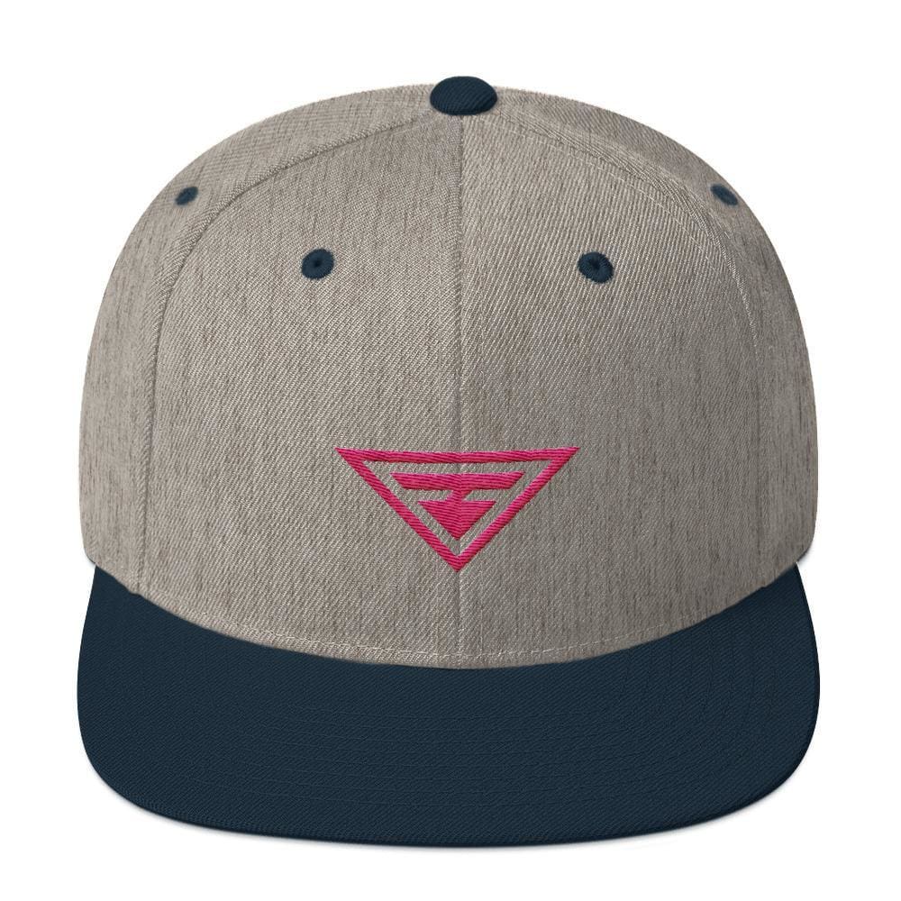 Hero Snapback Hat with Flat Brim Embroidered in Pink Thread