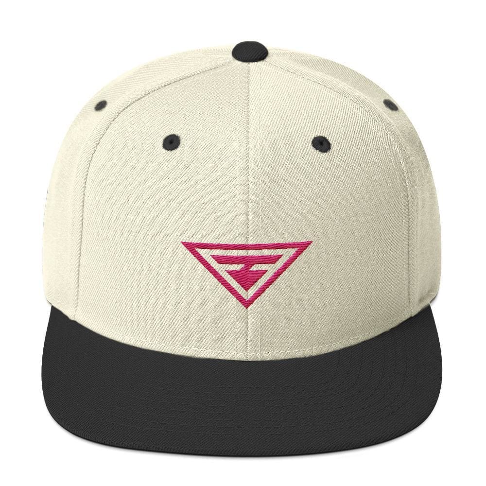 Hero Snapback Hat with Flat Brim Embroidered in Pink Thread