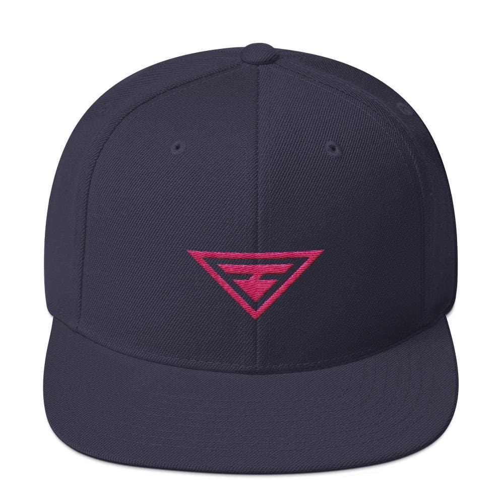 Hero Snapback Hat with Flat Brim Embroidered in Pink Thread
