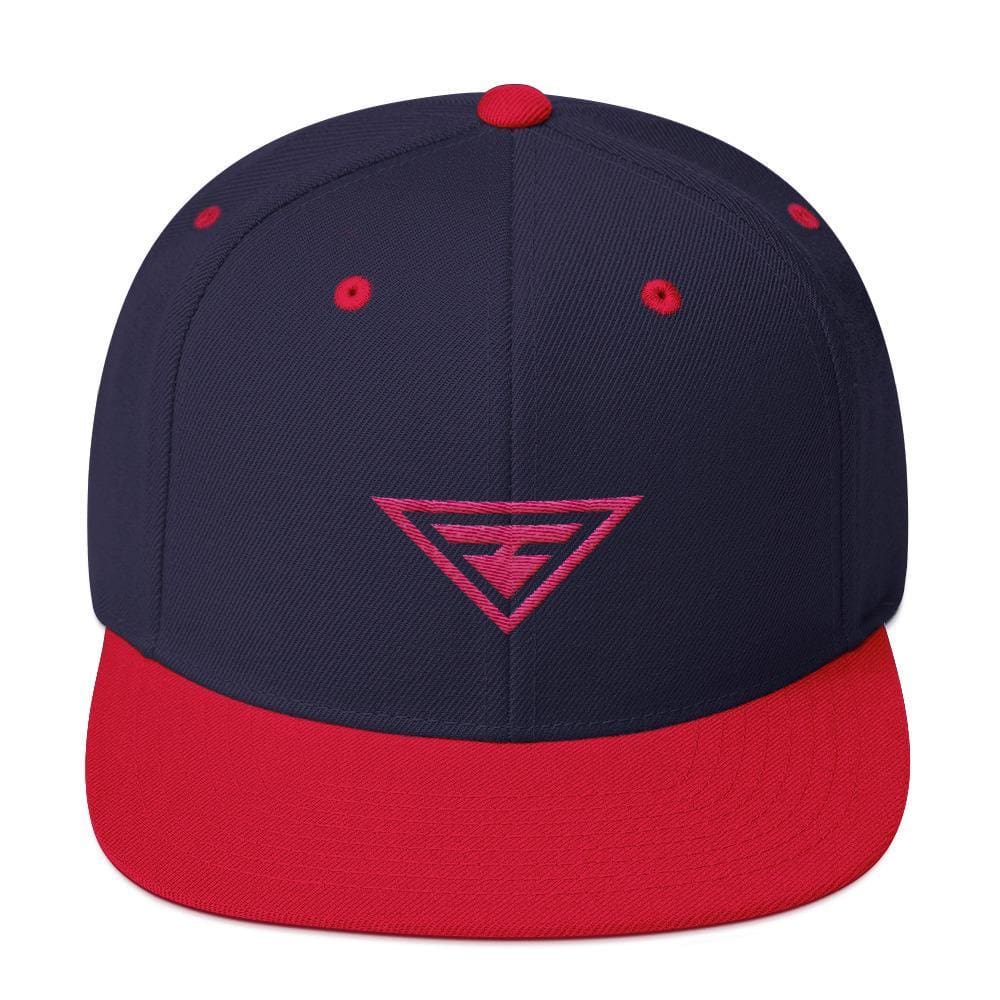 Hero Snapback Hat with Flat Brim Embroidered in Pink Thread